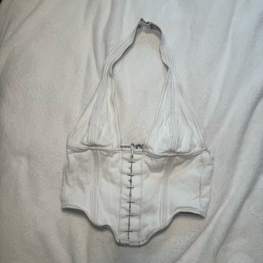 White Fox Halter Corset Top